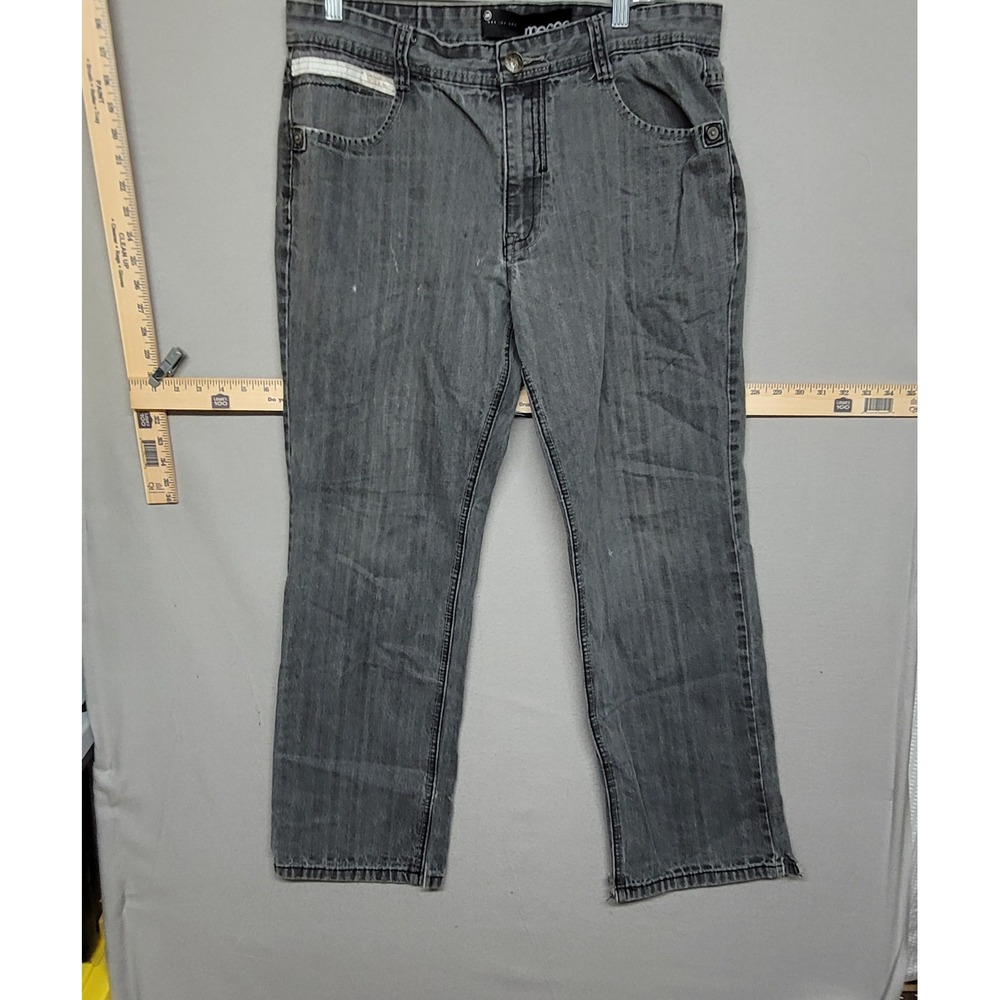 Mecca Since Day One‎ Mens Straight Fit Jeans Faded Black Grey 36x32 Streetwear